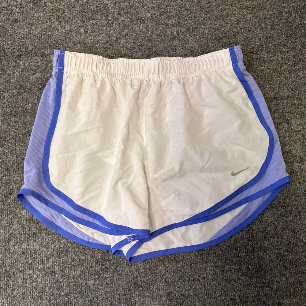 Nike Athletic Shorts Womens Size M White Blue Dri-Fit Running Breathable Gym